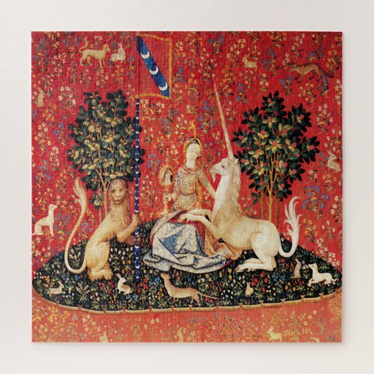 Puzzle LADY AND UNICORN, Lion, Fleurs, Animaux (Vertical)