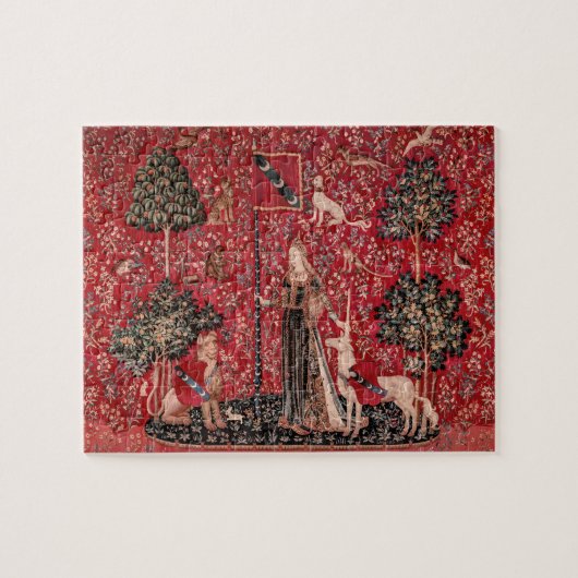Puzzle Lady and Unicorn Medieval Tapestry Touch (Horizontal)