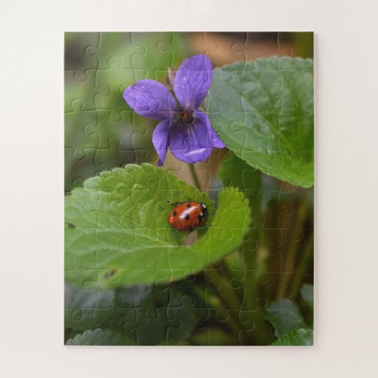 Puzzle Ladybug sur les fleurs de violet doux (Vertical)
