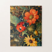 Puzzle Ladybug sur une simple illustration de la fleur de (Vertical)