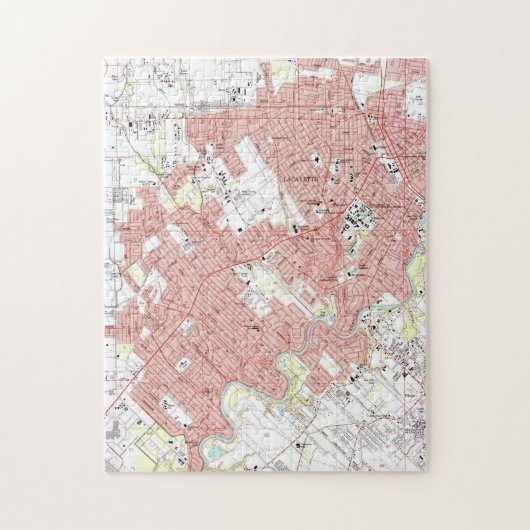 Puzzle Lafayette Louisiane Map (1983) (Vertical)