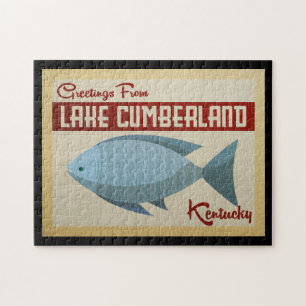 Puzzle Lake Cumberland Fish Vintage Travel