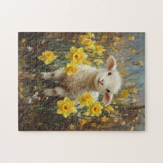Puzzle Lambe adorable Jaune Daffodiles Peinture (Horizontal)