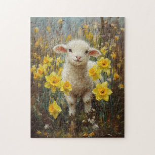Puzzle Lambe adorable Jaune Daffodiles Peinture