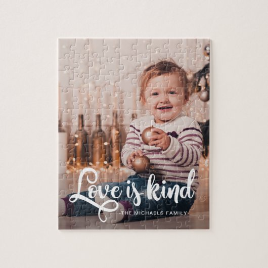 Puzzle L'amour est un script type avec photo et nom (Vertical)
