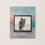 Puzzle L'amour et le mariage sur la plage<br><div class="desc">Mariage gardien puzzle pour une destination de plage mariage célébration. Customisez avec une photo arrière - plan (ou utilisez un échantillon de coucher de soleil sur la plage) et ajoutez votre photo mariage, vos noms, la date du mariage, l'emplacement et les coordonnées du mariage. Pour obtenir les coordonnées de votre...</div>