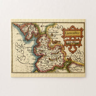 Puzzle Lancashire Comté Angleterre Ancien Antiquaire Cart
