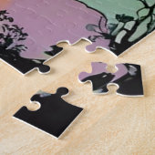 Puzzle Lancement de la fusée spatiale rétro Glossy Poster (Côté)