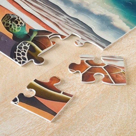 Puzzle Laniakea Oahu Hawaii aquarelle tropicale colorée (Côté)