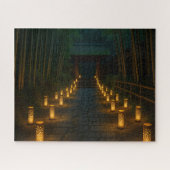 Puzzle Lantern-Lit Stone Path through Bamboo Grove (Horizontal)
