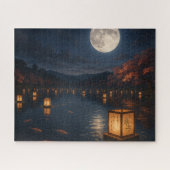 Puzzle Lanterns on the River Beneath the Full Moon (Horizontal)