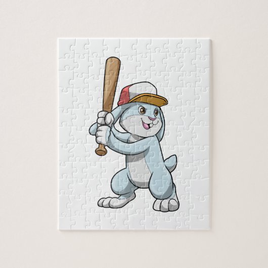 Puzzle Lapin au baseball avec batte de baseball (Vertical)