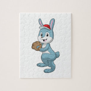 Puzzle Lapin au baseball avec gant de baseball