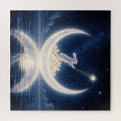 Puzzle Lapin Blanc Collectant des Étoiles (Horizontal)
