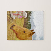 Puzzle Lapin blanc et Cheval jaune (Horizontal)