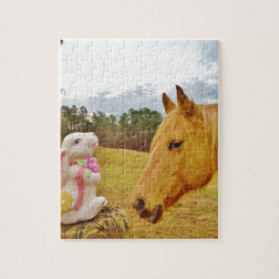 Puzzle Lapin blanc et Cheval jaune