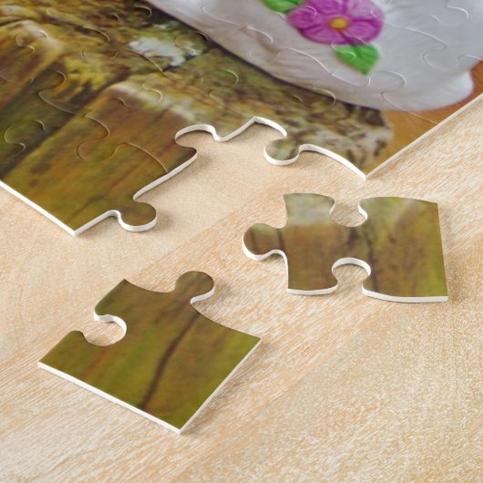 Puzzle Lapin blanc et cheval jaune blond (Côté)
