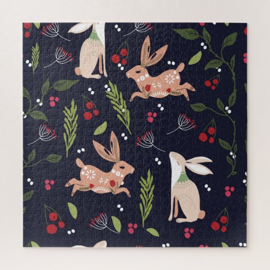 Puzzle Lapin d'art populaire scandinave (Vertical)
