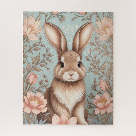 Puzzle Lapin de bébé mignon Floral pastel (Vertical)