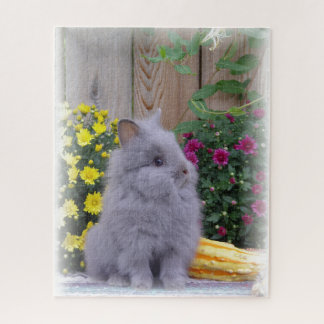 Puzzle Lapin de Lionhead avec des fleurs sur a