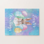 Puzzle Lapin de Pâques à l'aquarelle avec des œufs (Horizontal)