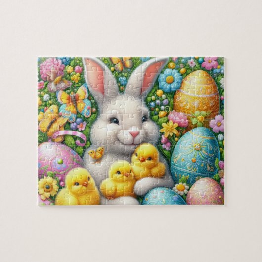 Puzzle Lapin de Pâques avec poussins (Horizontal)