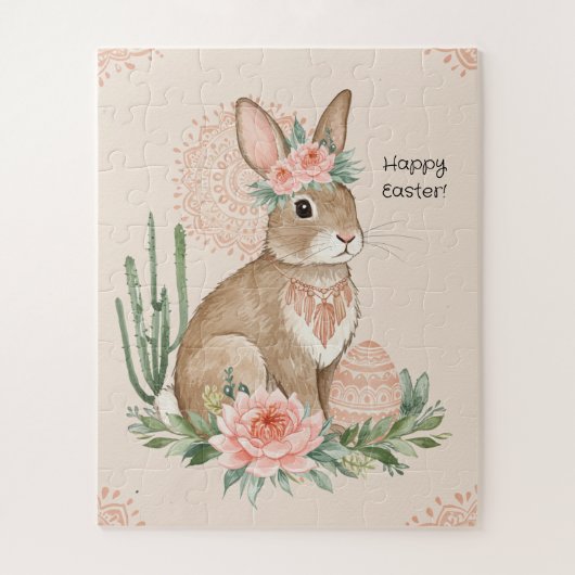 Puzzle Lapin de Pâques chrétien Boho Pastel (Vertical)