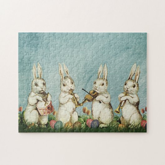 Puzzle Lapin de Pâques et œuf vintage (Horizontal)