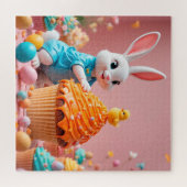 Puzzle Lapin de Pâques et poussin avec des petits gâteaux (Horizontal)