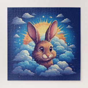 Puzzle Lapin de Pâques Fantaisiste Entouré de Nuages