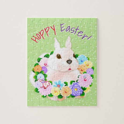 Puzzle Lapin de Pâques Fleurs printanières (Vertical)