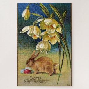Puzzle Lapin de Pâques, Oeufs et gouttes de neige, vintag