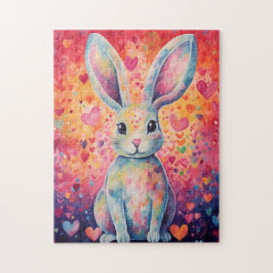 Puzzle Lapin de Pâques Valentine Colorburst rose et pourp