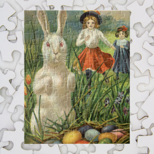 Puzzle Lapin de Pâques vintage et enfants Joyeuse fête de