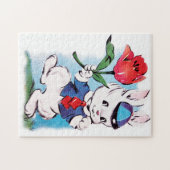 Puzzle lapin de Pâques vintage rétro (Horizontal)