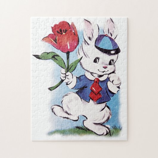 Puzzle lapin de Pâques vintage rétro (Vertical)