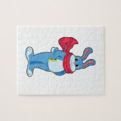 Puzzle Lapin en hiver avec Écharpe (Horizontal)