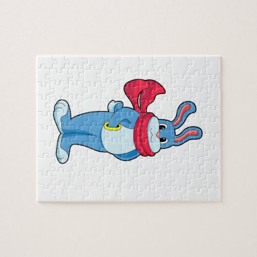 Puzzle Lapin en hiver avec Écharpe (Horizontal)