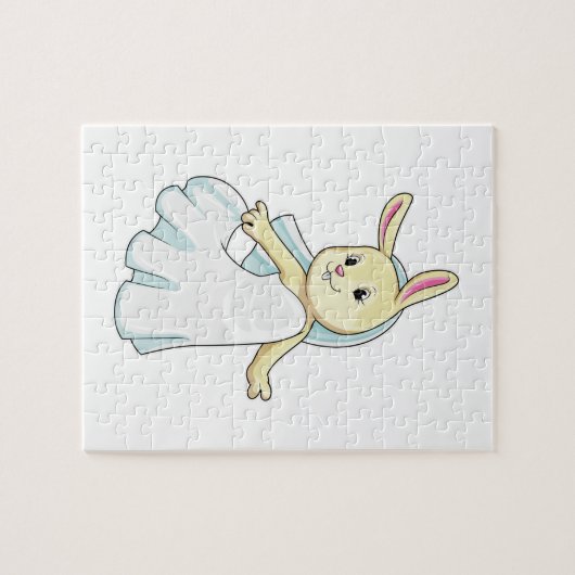 Puzzle Lapin en mariée avec voile (Horizontal)