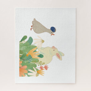 Puzzle Lapin et Oiseau de Whimsical en Fleur - Plage de p