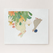 Puzzle Lapin et Oiseau de Whimsical en Fleur - Plage de p (Horizontal)