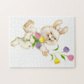 Puzzle Lapin et tulipes de Pâques (Horizontal)