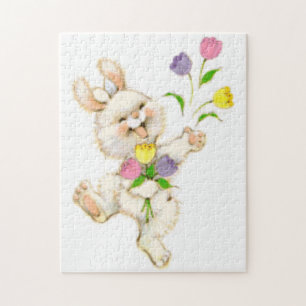 Puzzle Lapin et tulipes de Pâques