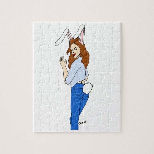 Puzzle lapin fille qui pose (Vertical)
