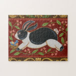 Puzzle Lapin Folk<br><div class="desc">Obtenez cette oeuvre d'art moderne aujourd'hui avec un arrière - plan marron et rouge. Cette oeuvre d'art contient un lapin noir et blanc qui semble courir. Les détails de cette image sont très nets et très vifs. C'est une oeuvre d'art contemporain qui conviendra parfaitement à tous les thèmes folkloriques que...</div>