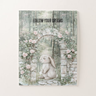 Puzzle Lapin Jardin Floral Rose Enchanté