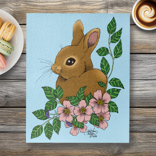 Puzzle Lapin Lapin Fleurs Roses