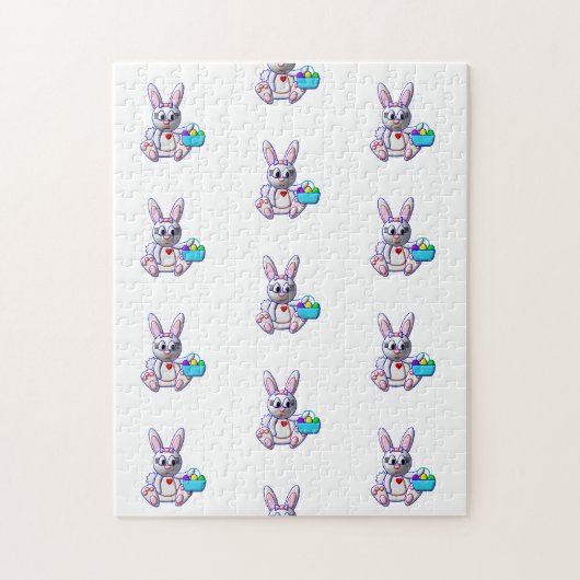 Puzzle Lapin mignon avec un panier (Vertical)