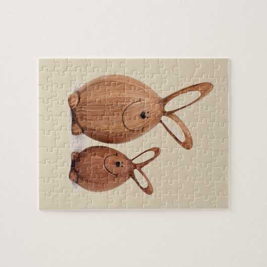 Puzzle Lapin mignon en bois de Pâques (Horizontal)
