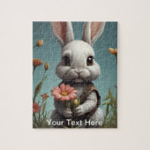 Puzzle Lapin mignon tenant une fleur (Vertical)
